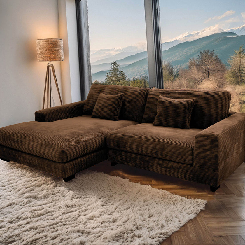 Goodnight Brown 2 piece reversible sofa-chaise
