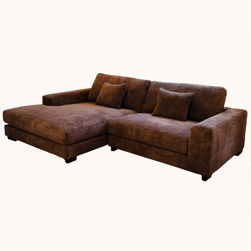 Goodnight Brown 2 piece reversible sofa-chaise