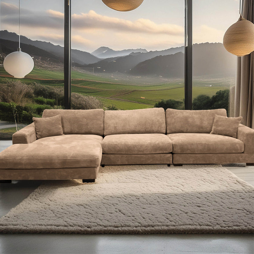 Goodnight Tan 3 piece reversible sofa-chaise