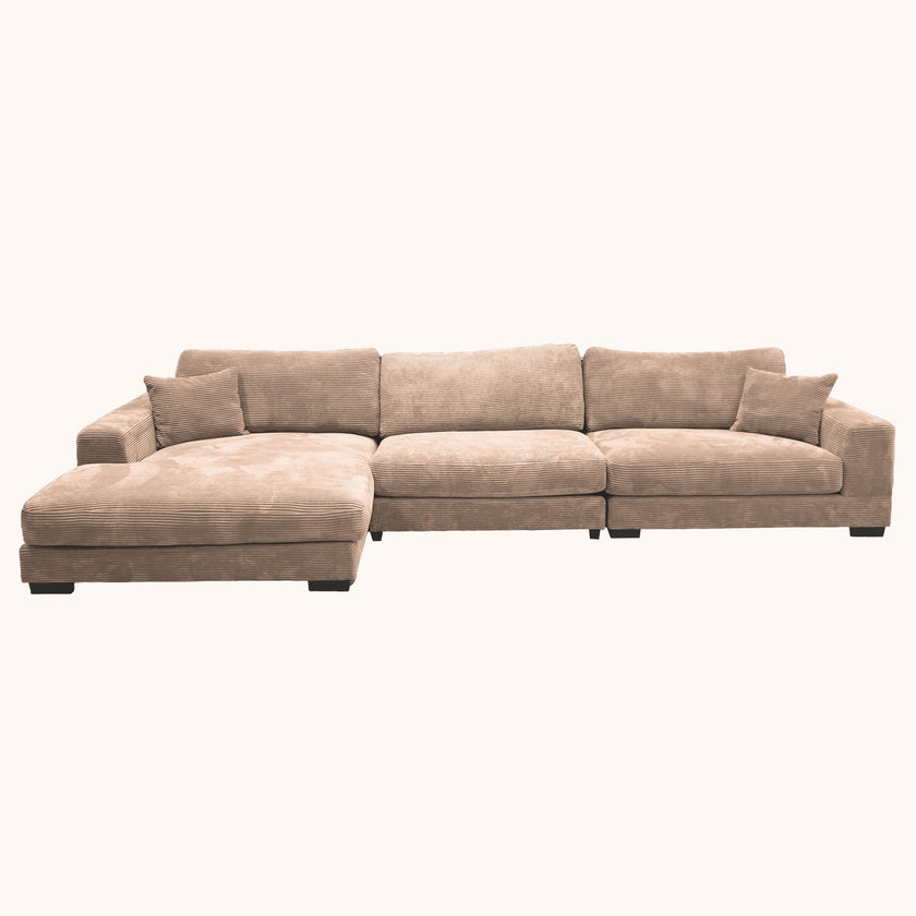Goodnight Tan 3 piece reversible sofa-chaise