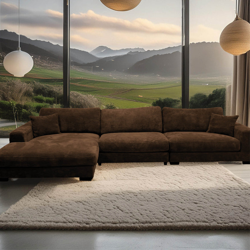 Goodnight Brown 3 piece reversible sofa-chaise