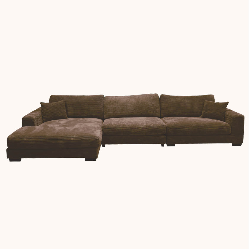 Goodnight Brown 3 piece reversible sofa-chaise