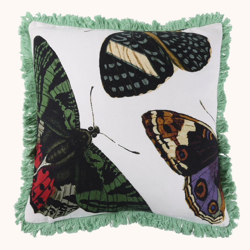 Butterfly fringe accent pillow