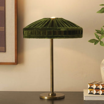 Brass and velvet table lamp