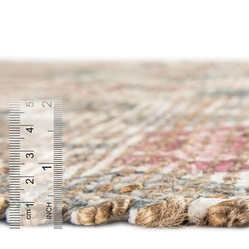 Floral ivory chenille jute rug