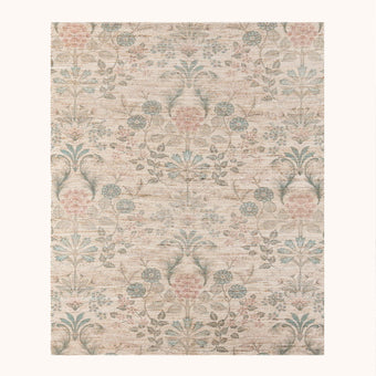 Floral ivory chenille jute rug