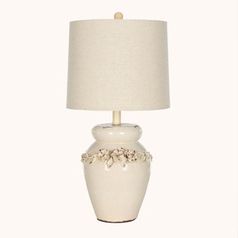 Embossed ceramic set of 2 table lamps