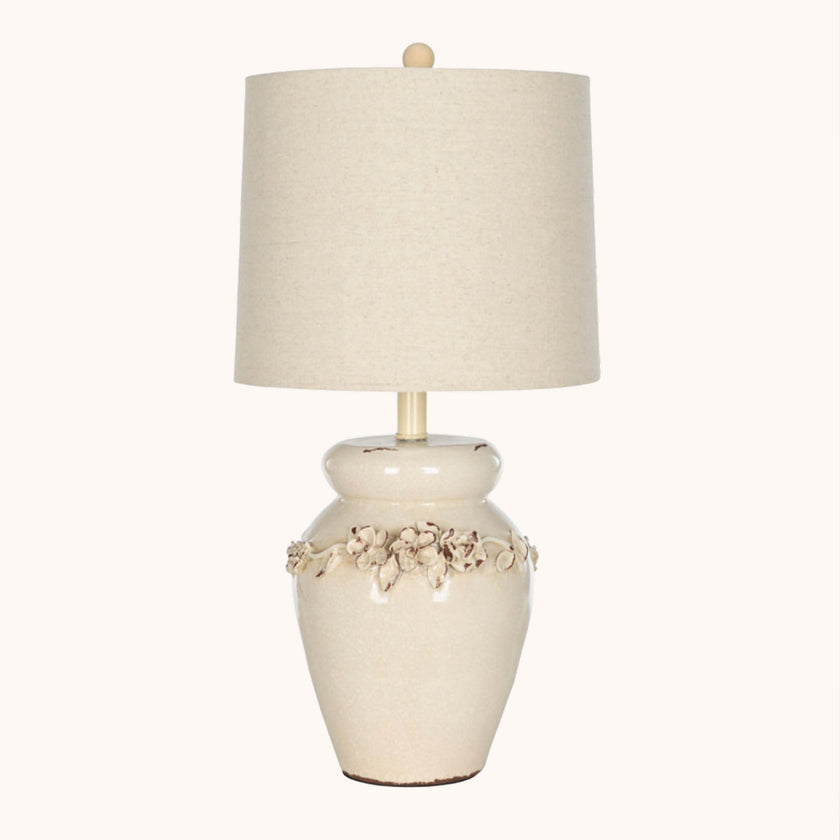 Embossed ceramic set of 2 table lamps
