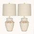 Embossed ceramic set of 2 table lamps