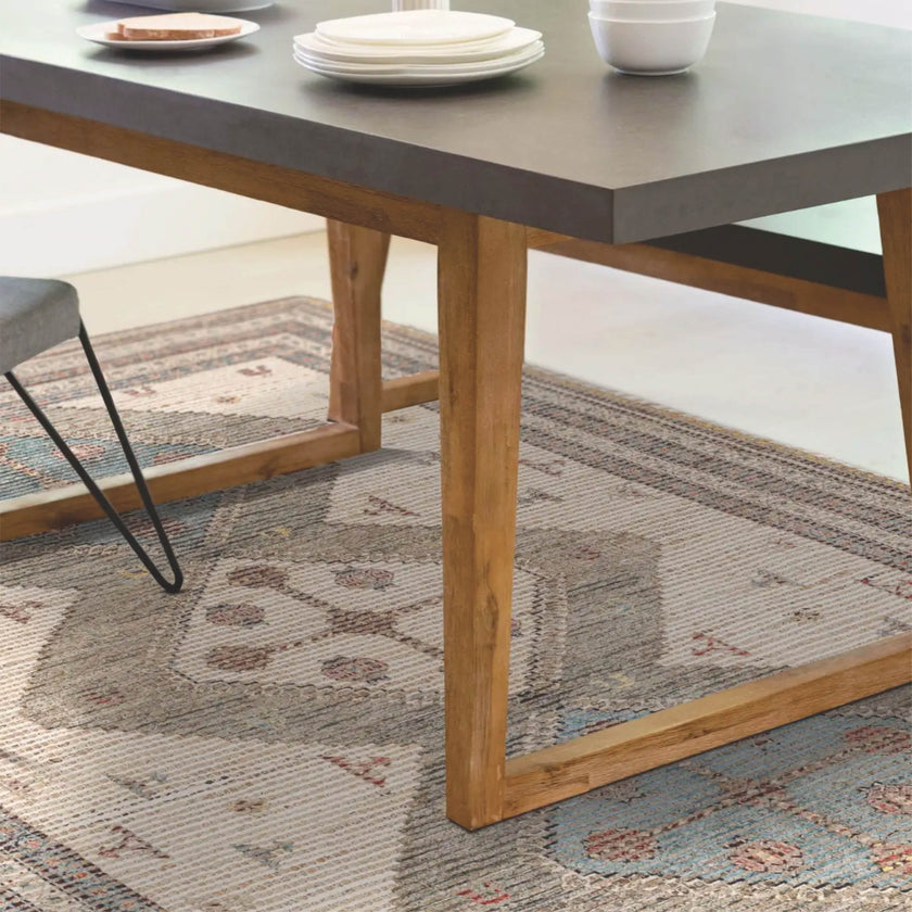 Argyle beige chenille jute rug