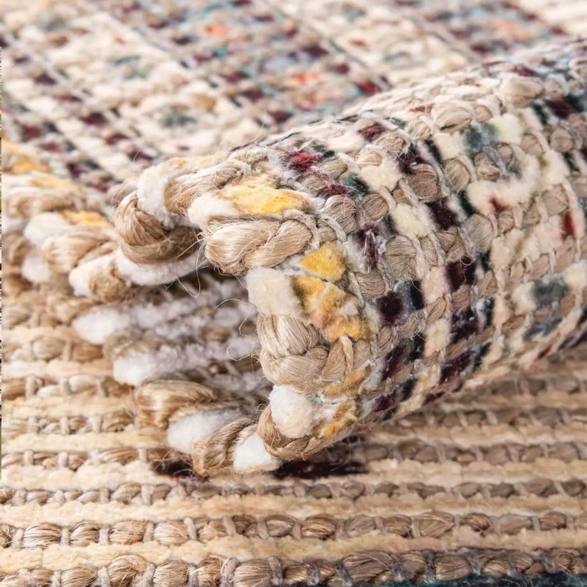 Argyle beige chenille jute rug