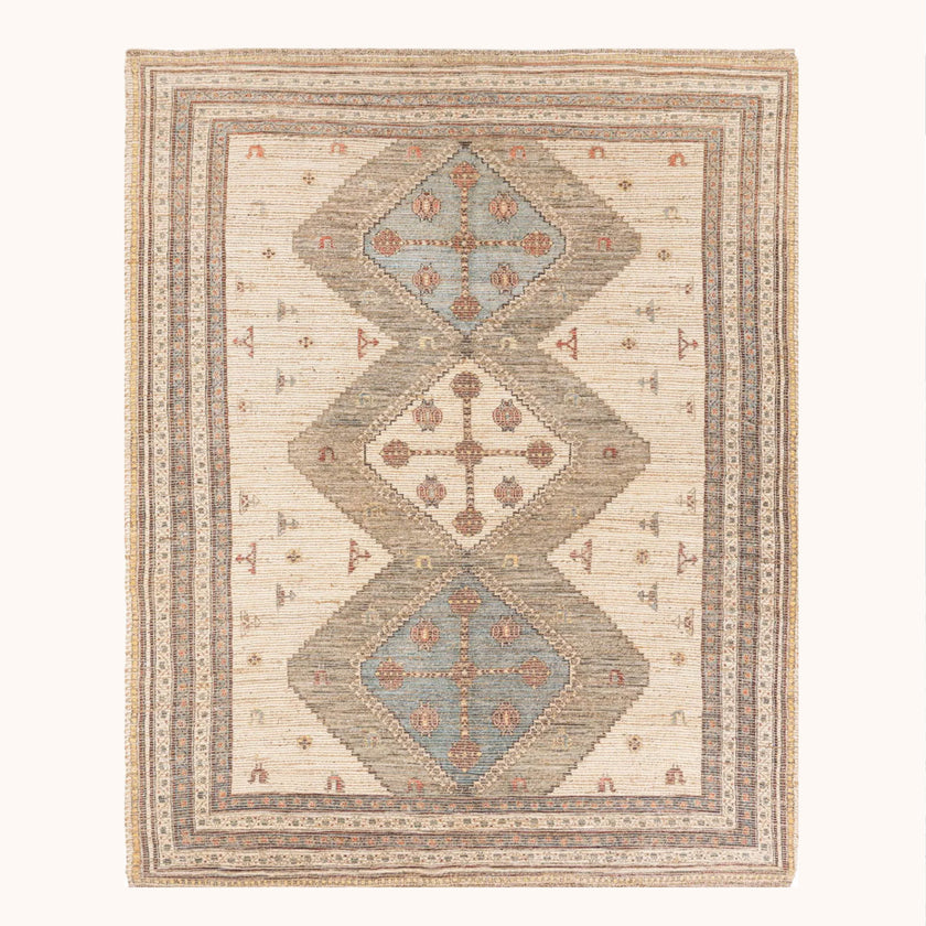 Argyle beige chenille jute rug