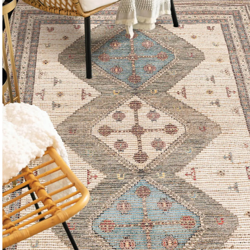 Argyle beige chenille jute rug