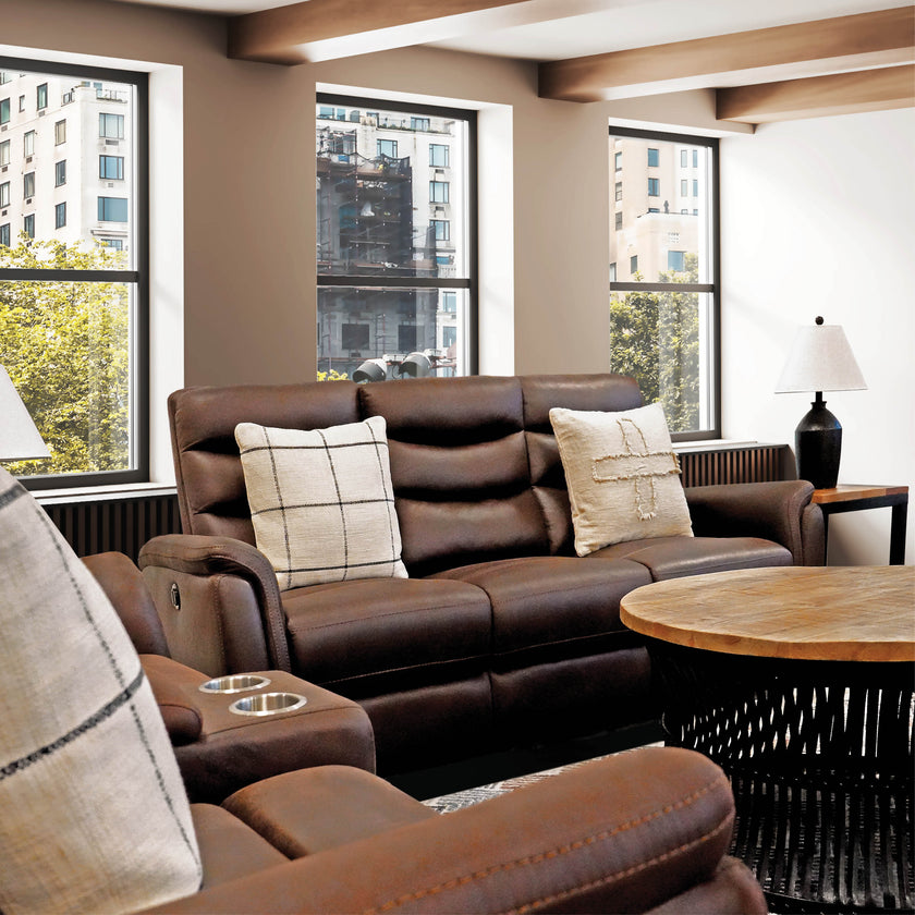 Dakota Brown microsuede power reclining sofa