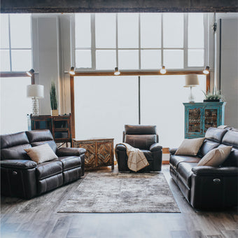 Montana Brown leather reclining loveseat, power