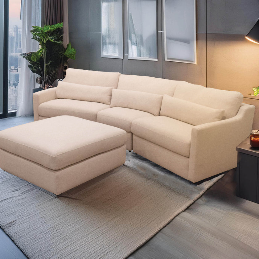 Luca Linen 3 piece modular curved sofa