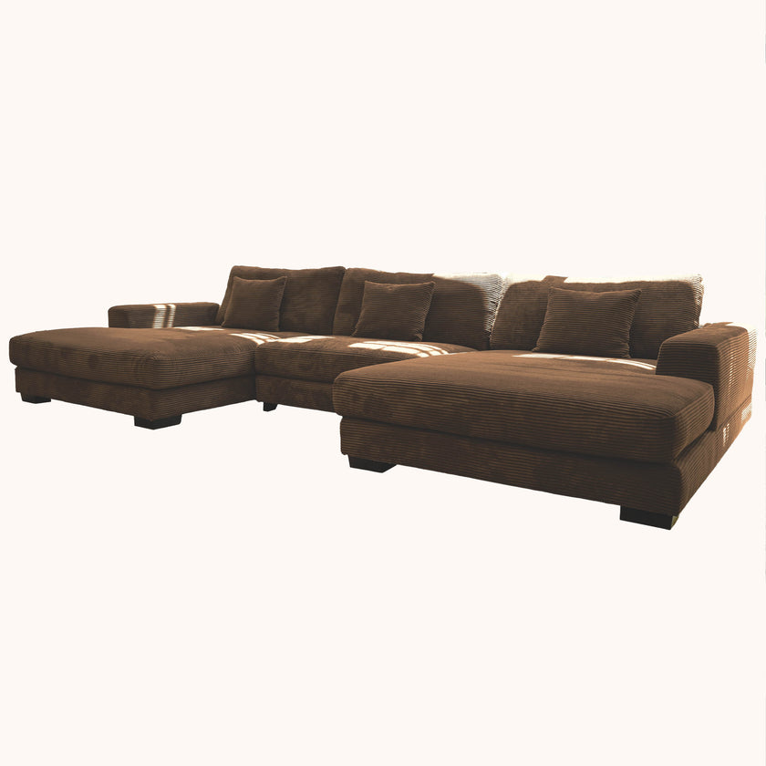 Goodnight Brown 3 piece U sofa-chaise