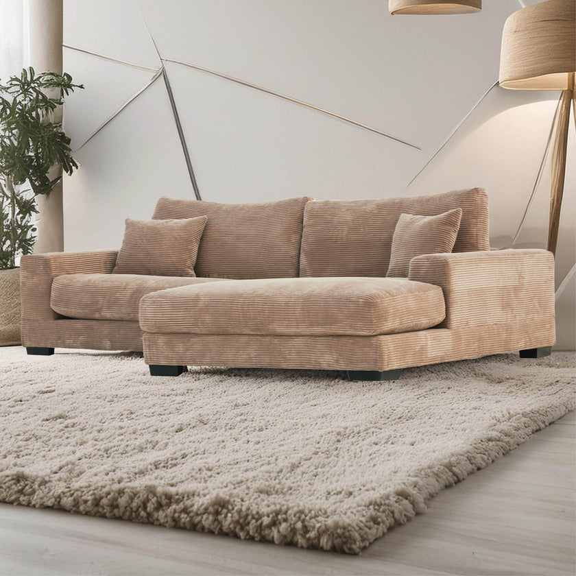 Goodnight Tan 2 piece reversible sofa-chaise