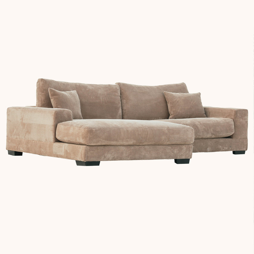 Goodnight Tan 2 piece reversible sofa-chaise