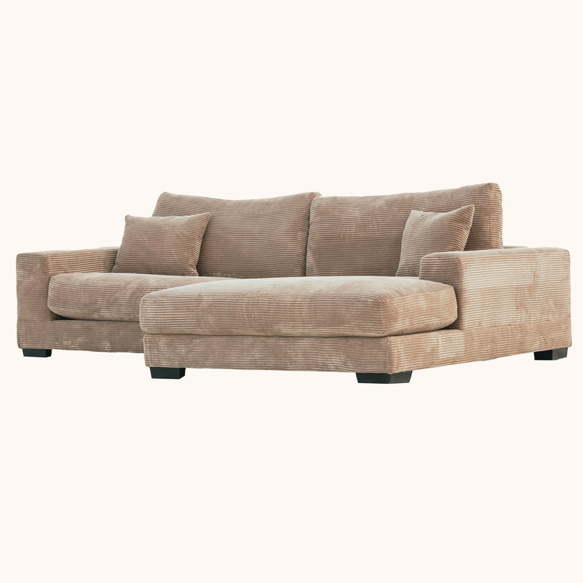 Goodnight Tan 2 piece reversible sofa-chaise