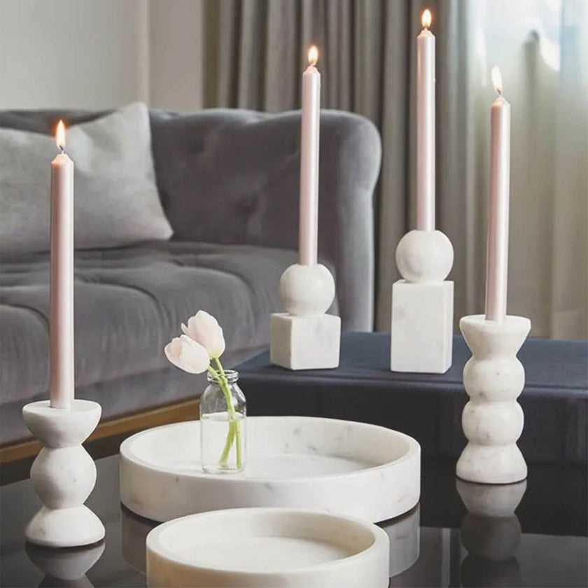 Marble sphere candle holder, large