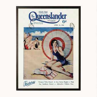 Framed vintage beach poster