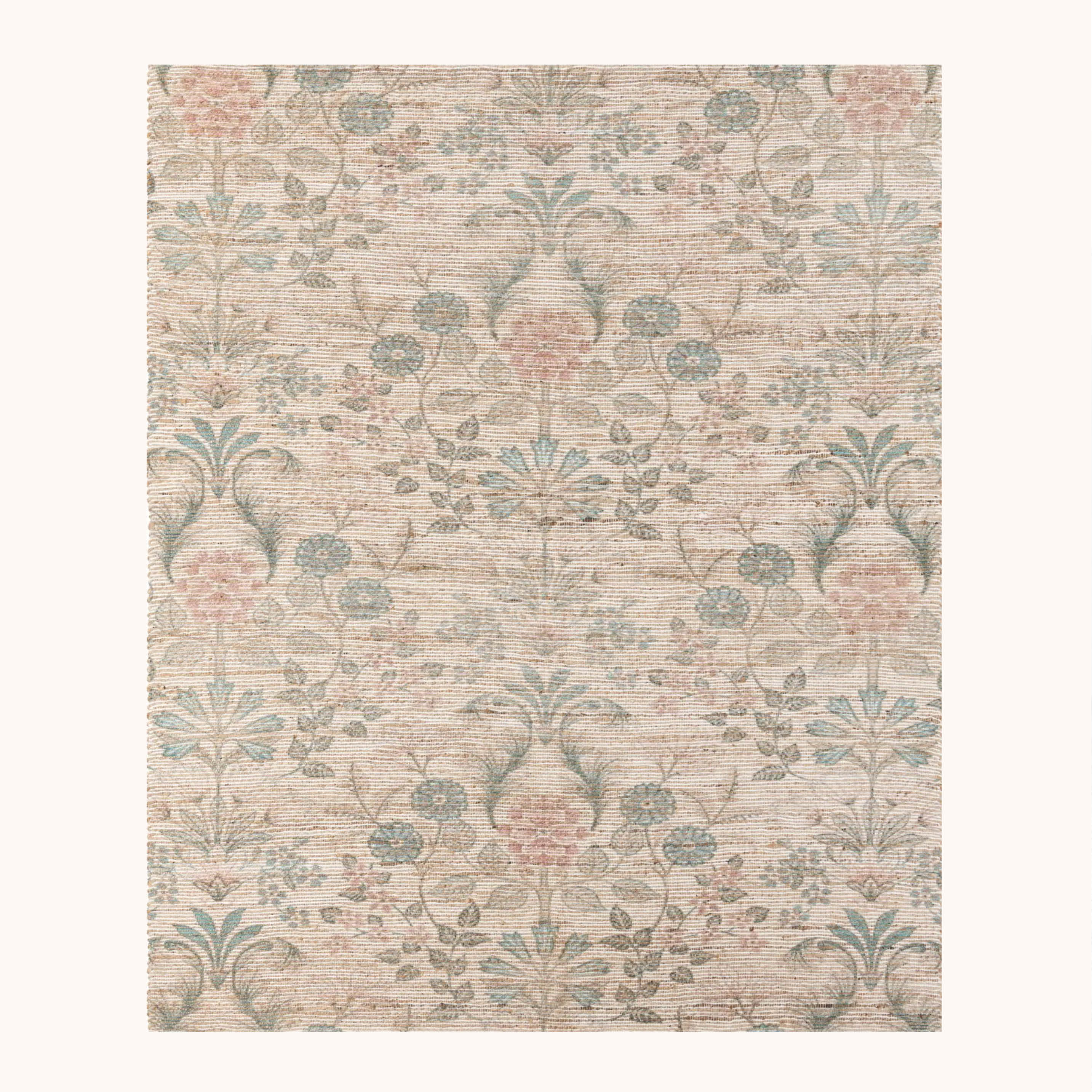 Floral ivory chenille jute rug – My Store