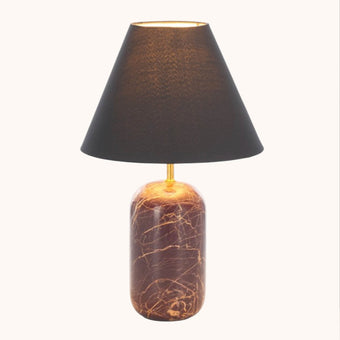 Red marble table lamp with black shade