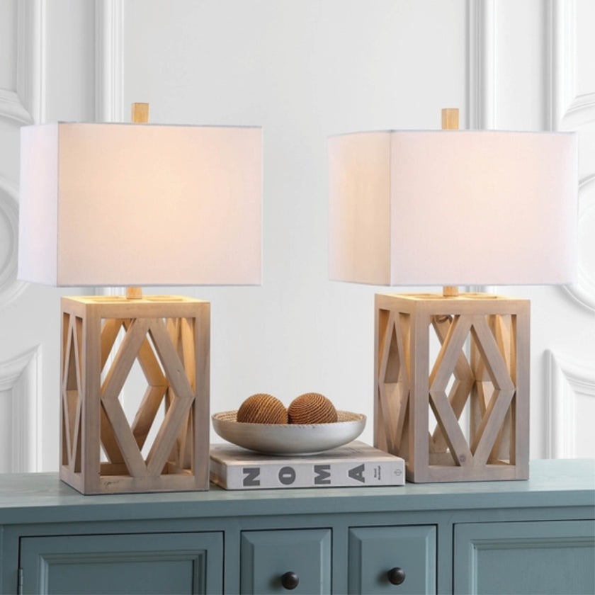 Craftsman wood set of 2 table lamps