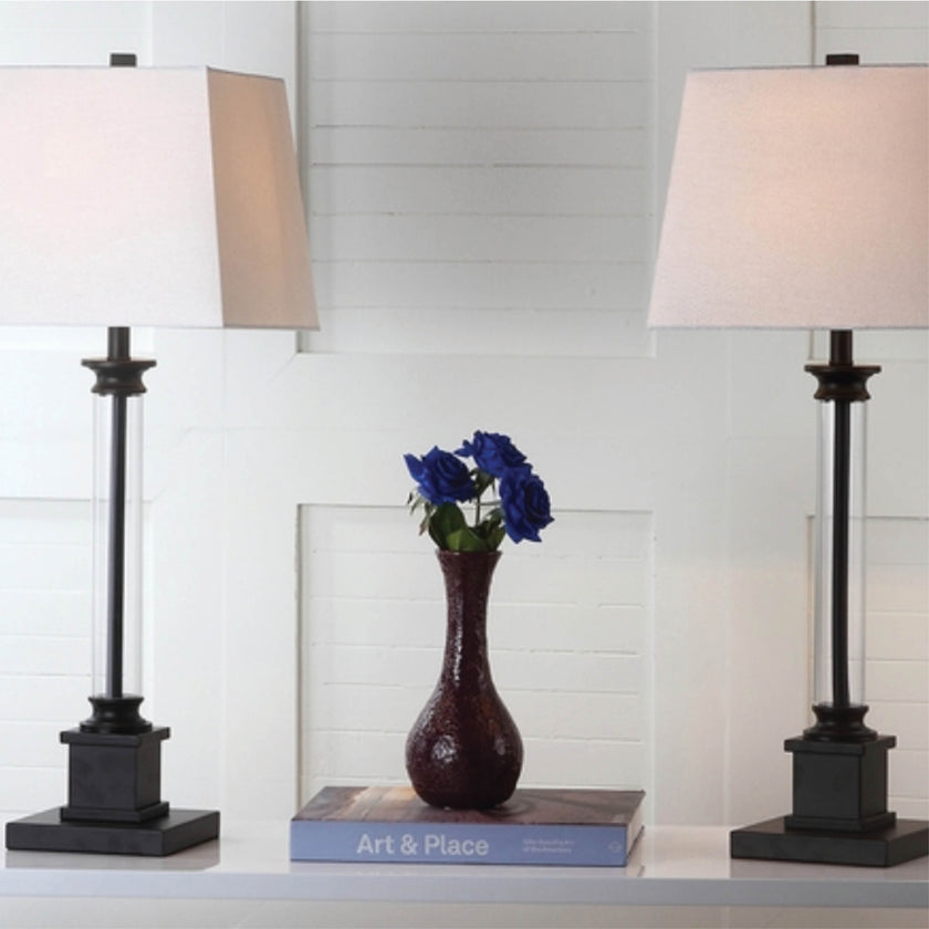 Acrylic column set of 2 table lamps
