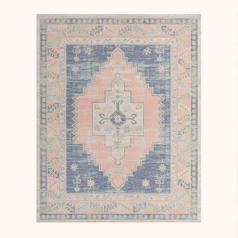 French blue power loomed rug