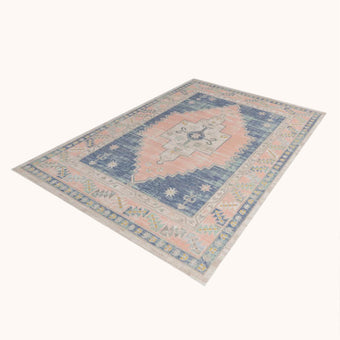 French blue power loomed rug