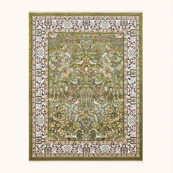 Forest green power loomed rug