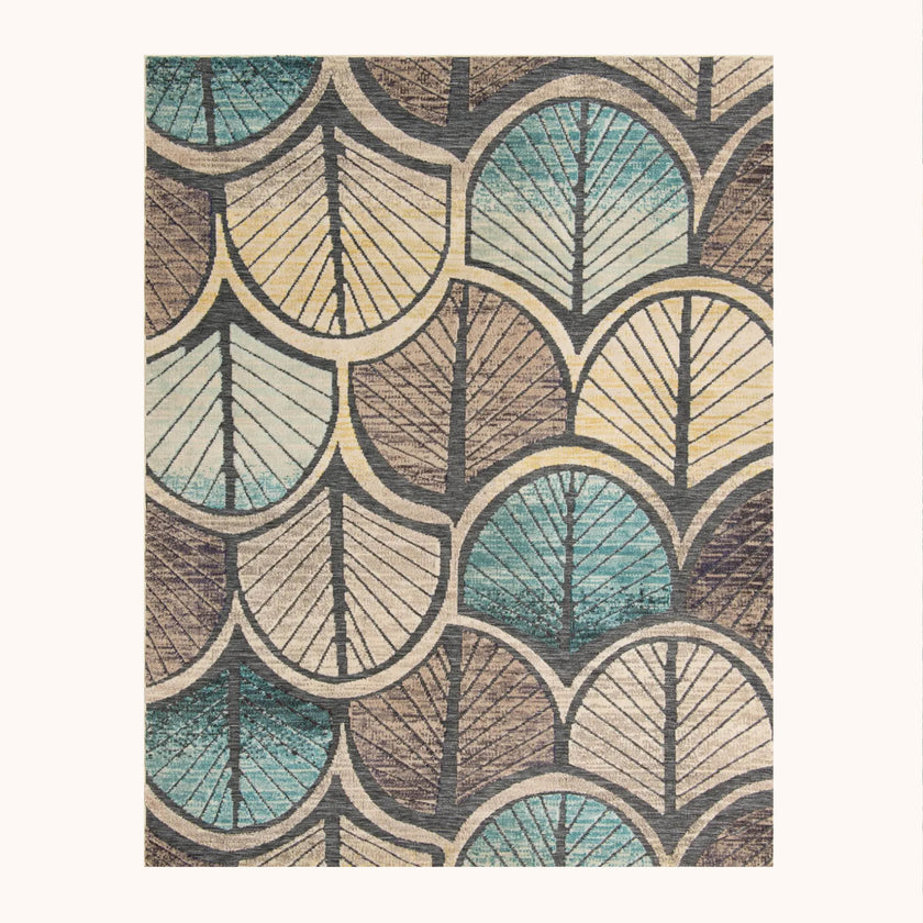 Ginkgo gray blue outdoor rug