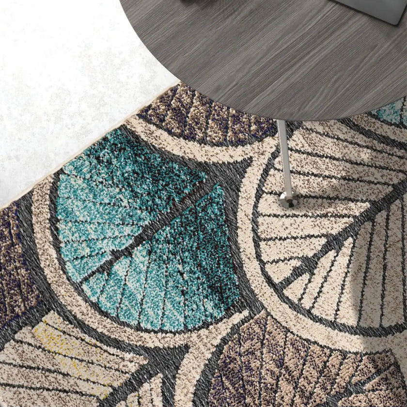 Ginkgo gray blue outdoor rug