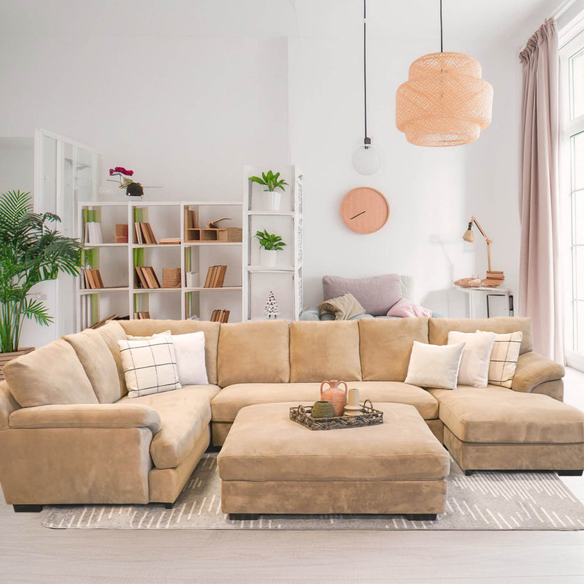 Barbados Tan oversized plush sectional