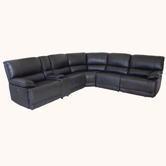Nirvana Gray leather 6 piece reclining sectional, power