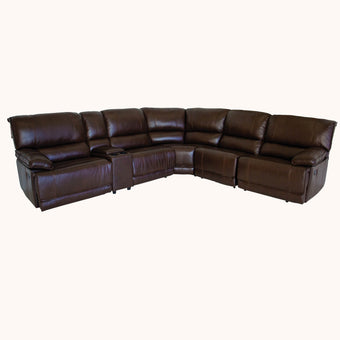 Nirvana Brown leather 6 piece reclining sectional, power