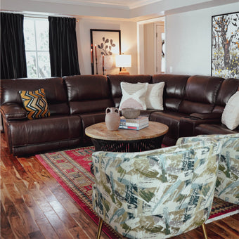 Nirvana Brown leather 6 piece reclining sectional, power