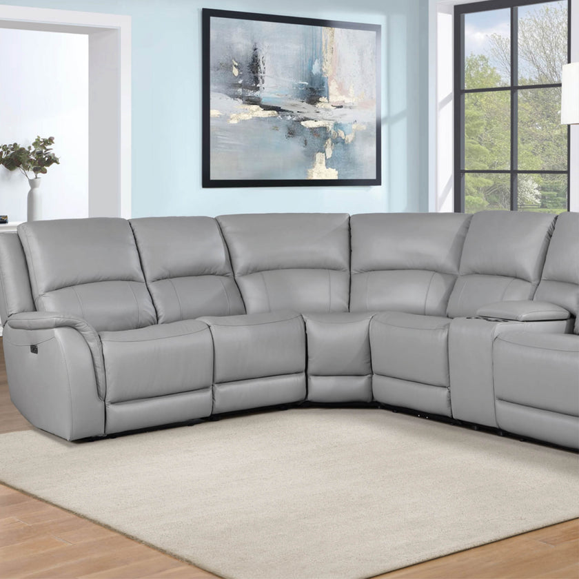 Stone leather 6 piece power reclining sectional