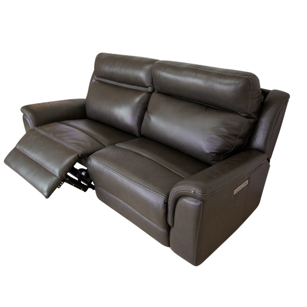 Ari Gray Powered-Reclining Leather Sofa - Wallaroo's Furniture & Mattresses