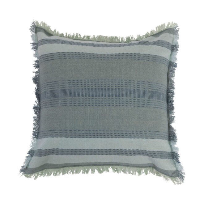 Striped Cotton Pillow with Fringe