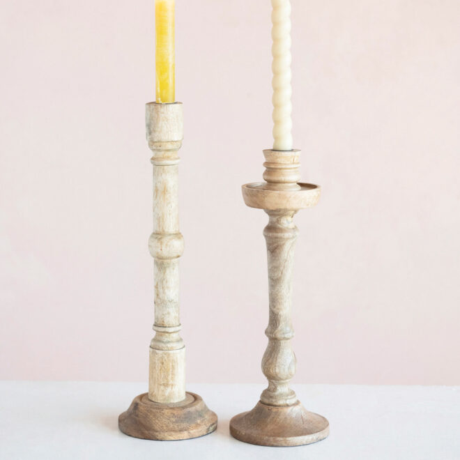 Wood taper candle holder