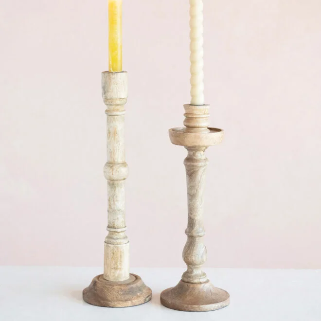 Wood taper candle holder